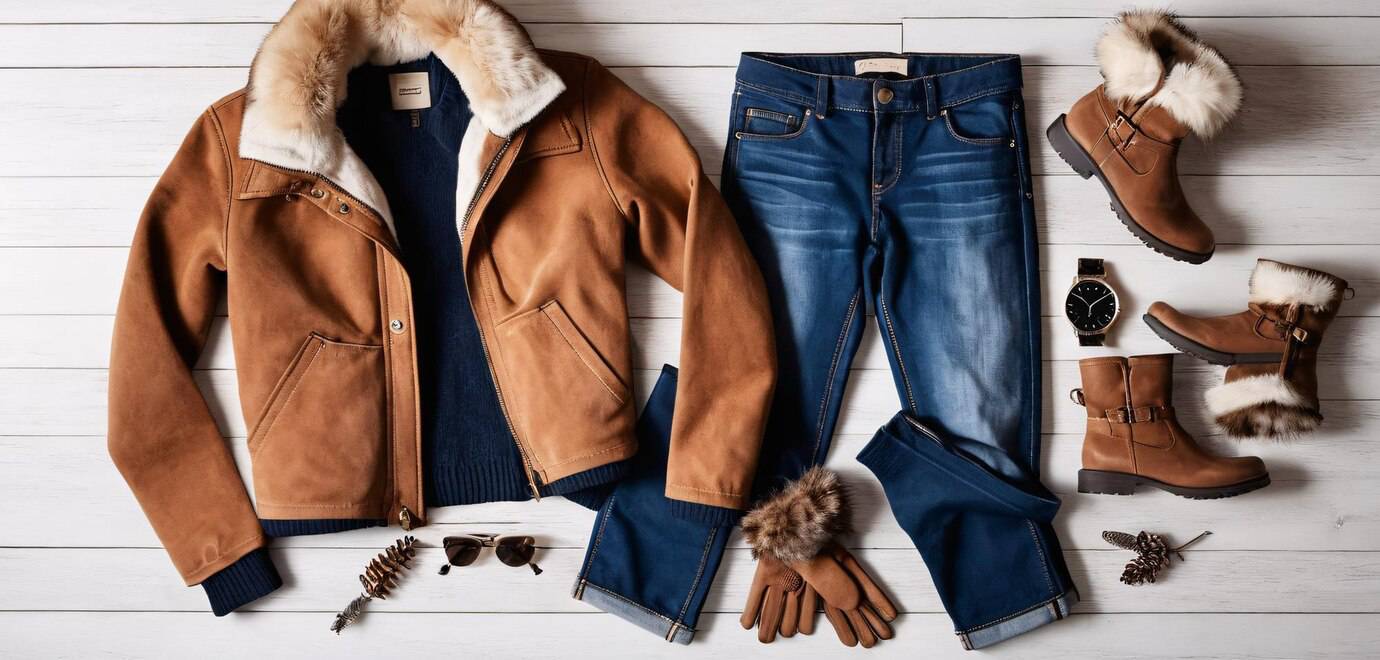 Winter travel outfit with coat, ankle boots, and a scarf as part of a capsule wardrobe